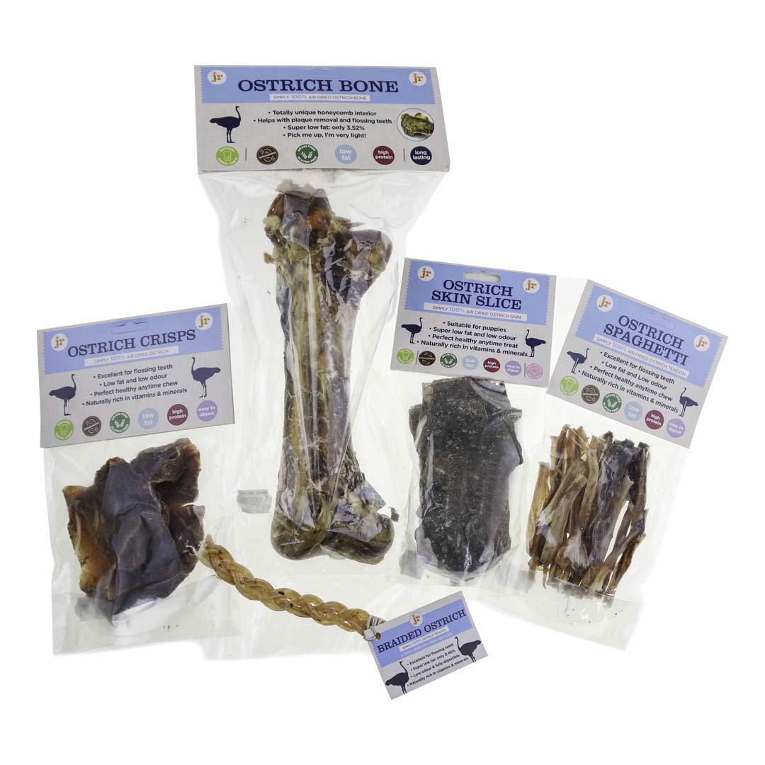 J R Pet Products Ostrich Gift Box. 100% Natural Dental Dog Treats