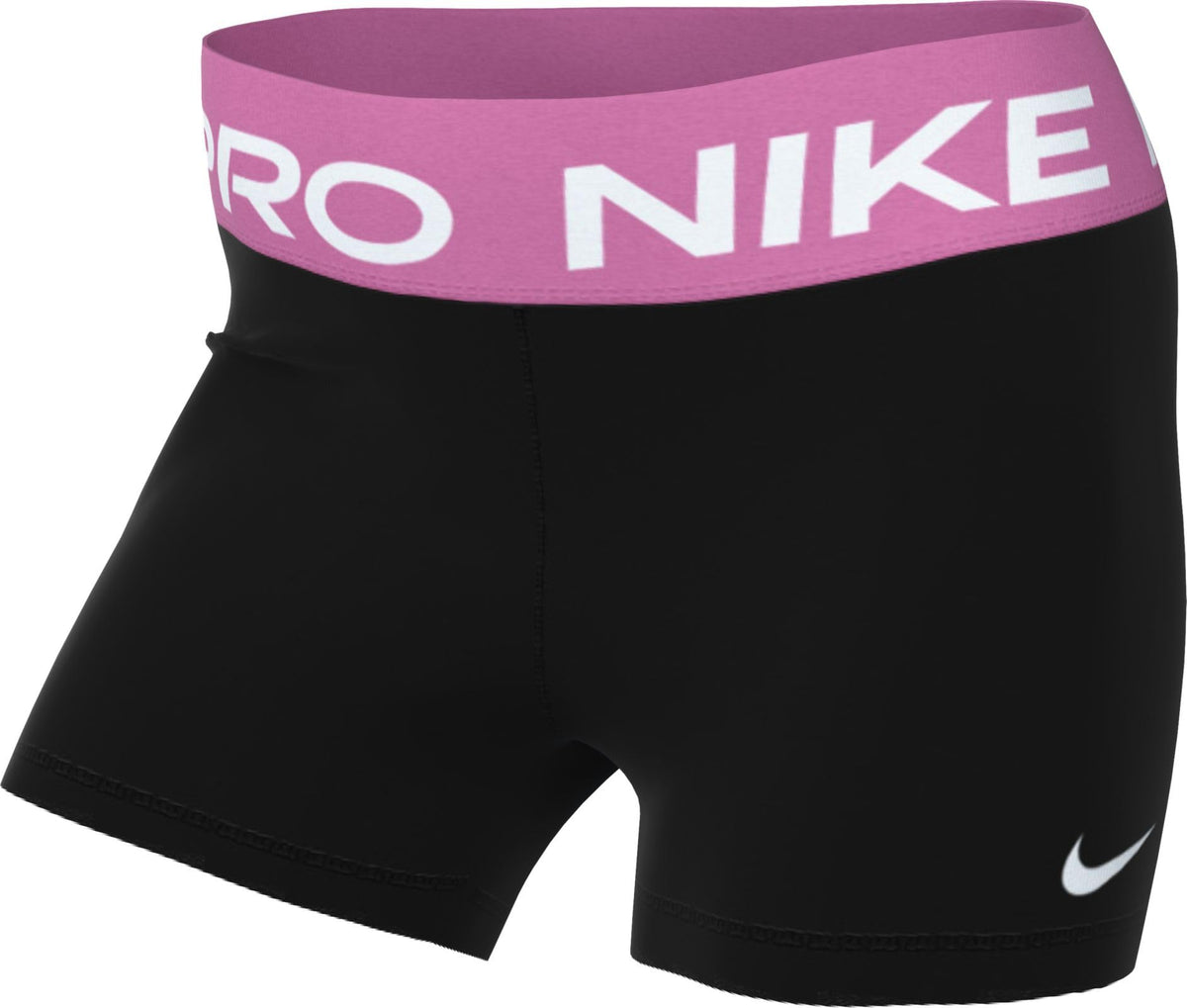 Nike ProWomen's 3" Shorts (Black/Playful Pink/White, CZ9857-022) Size Large