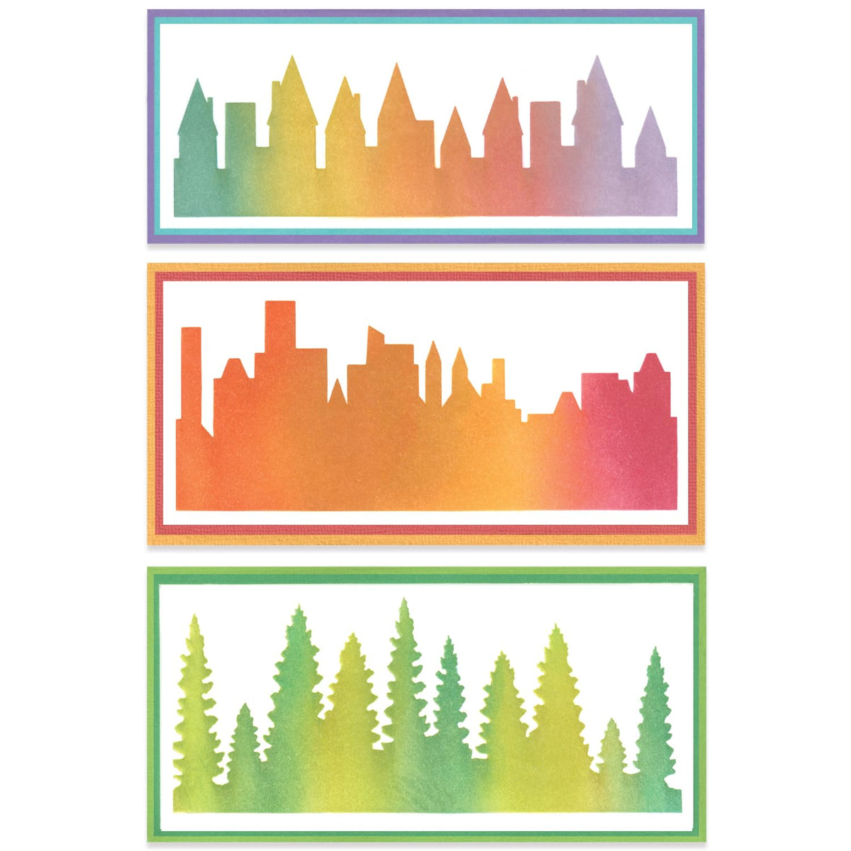 Sizzix A5 Stencil Cosmopolitan, The View #2 by Stacey Park, Multicolor, One Size