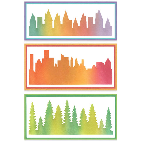 Sizzix A5 Stencil Cosmopolitan, The View #2 by Stacey Park, Multicolor, One Size