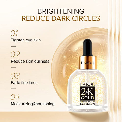 AKARY 24K Gold Eye Serum, Under-eye Firming Serum for Reduces Puffy Eyes, Dark Circles, Fine Lines, Under Eye Bags, Tightening, Hydrating Face Serum, Treatment for Skin Care with Nicotinamide and Vitamin E