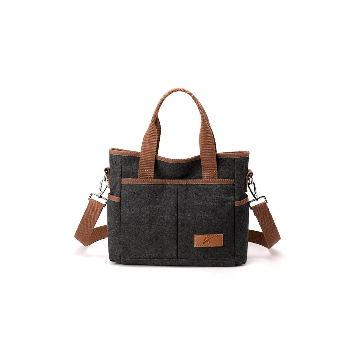 CORIOS Women Tote Handbag Canvas Shoulder Bag Casual Crossbody Bag Ladies Top Handle Bag Multi-Pockets Satchel Bag Fashion Messenger Bag for Shopping Travel Office Work Daily Use Black