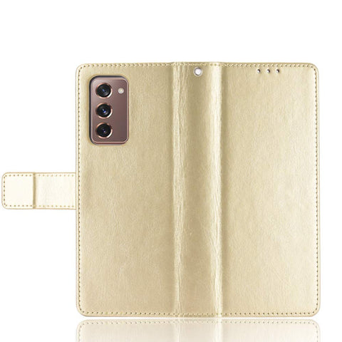 TingYR Case for Samsung Galaxy Z Fold 2 Cover, Cover Flip Case Stylish Wallet Case with Card Slots Shockproof, Case for Samsung Galaxy Z Fold 2 Smartphone.(Gold)