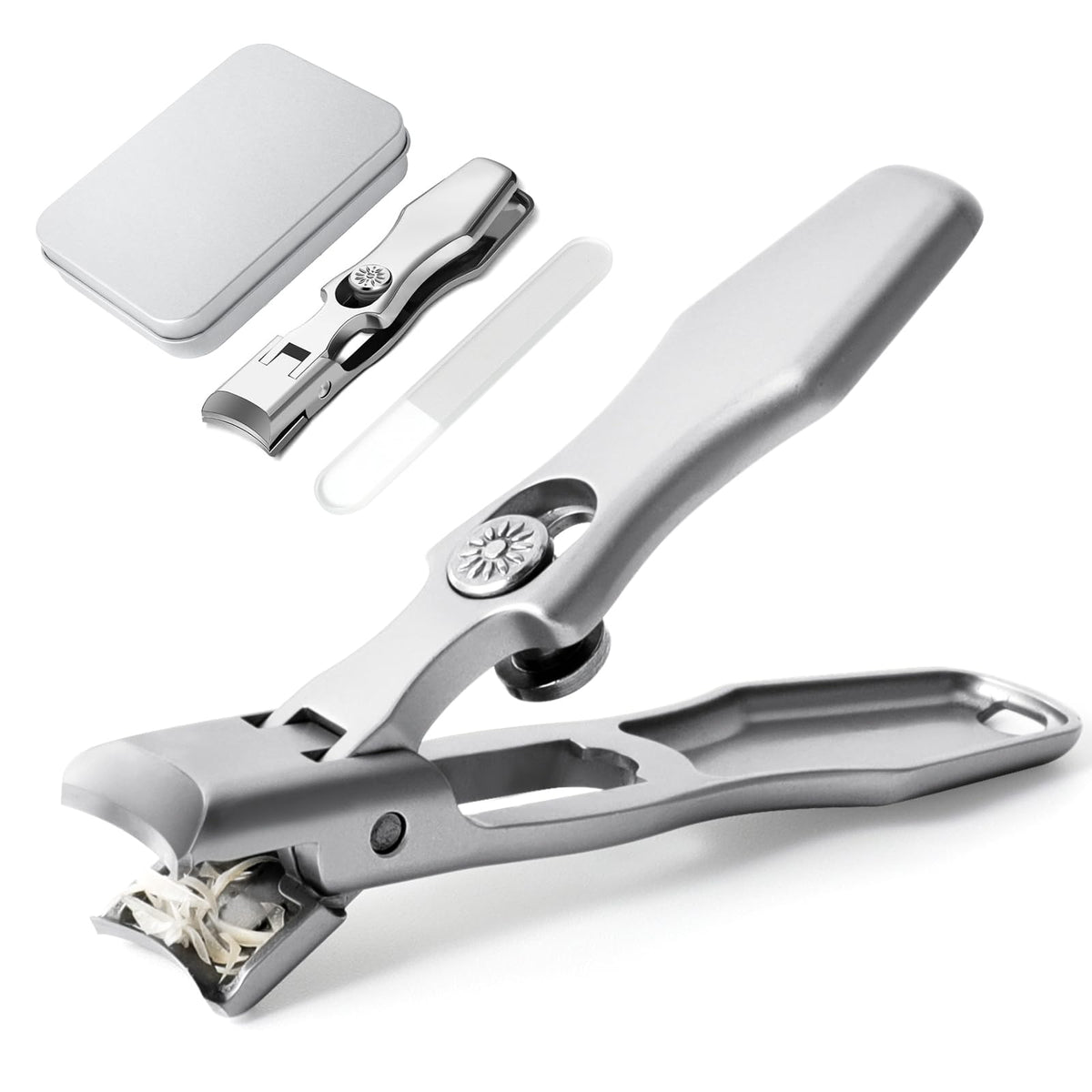 Lux German Nail Clippers Grip for Men, The UltraSharp Fingernail Clippers with Catcher, No Splash Toenail Clippers for Thick Nails for Seniors, Portable Nail Clipper with Catcher File and Safety Lock