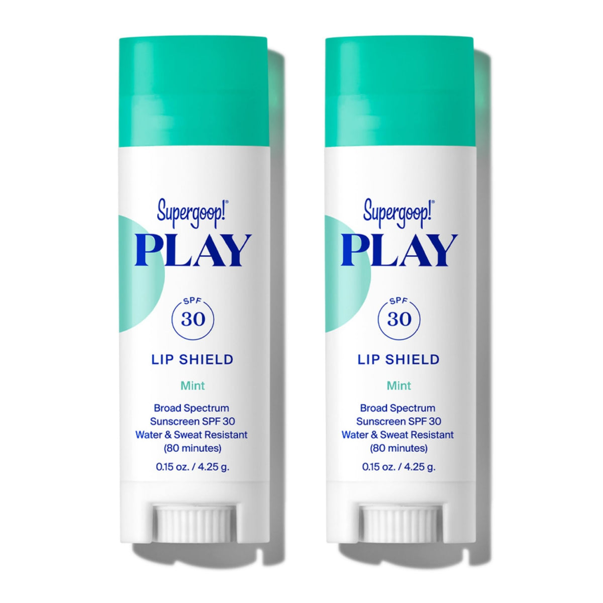 Supergoop! PLAY Lip Shield SPF 30 with Mint - Pack of 2 - Moisturizing Lip Balm for Dry Cracked Lips - Broad Spectrum UV Protection