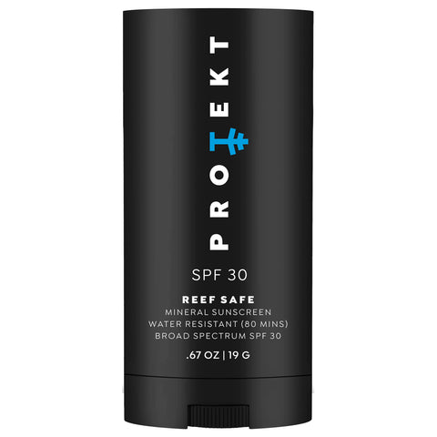 Protekt SPF30 Zinc Oxide Sunscreen Stick - UVA/UVB Broad Spectrum Facial Sunscreen for Sensitive Skin - 0.67oz Clear Sunscreen - Reef Safe, Kid Safe and Water Resistant - Made in the USA