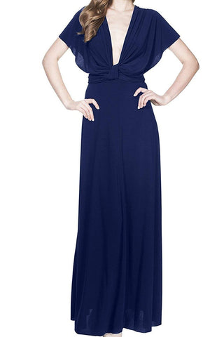 OBEEII Women's Infinity Convertible Multi Way Evening Dress Transformer/Wrap Cocktail Homecoming Hi-Lo Maxi Gown Navy BlueM