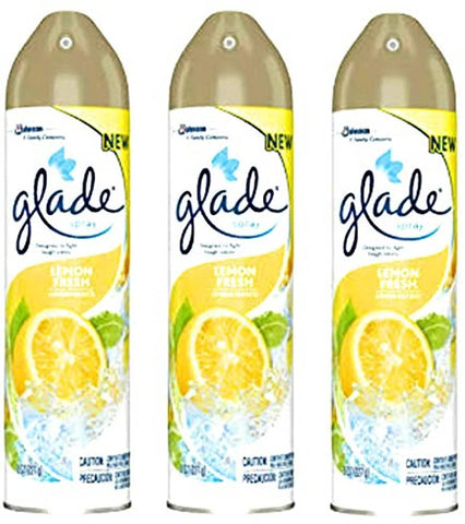 Glade Air Freshener Spray - Lemon Fresh - Net Wt. 8 OZ (227 g) Per Can - Pack of 3 Cans
