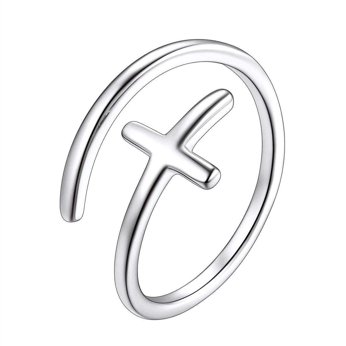 Suplight Cross Rings for Women 925 Sterling Silver Simple Sideways Cross Ring