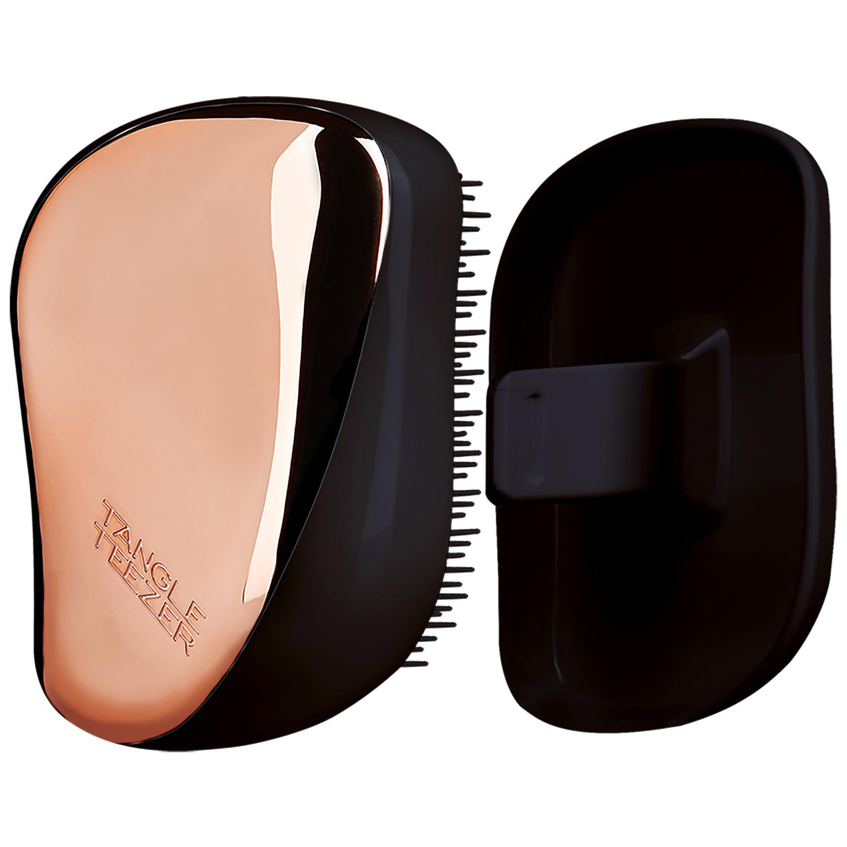 Tangle Teezer | The Compact Styler Detangling Hairbrush | Travel-Friendly with Protective Cover & Two-Tiered Teeth Design | Perfect for Wet, Dry & Flyaway Hair | Black/Rose Gold