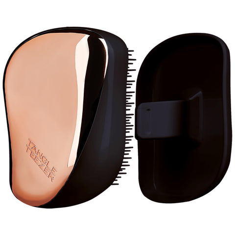 Tangle Teezer | The Compact Styler Detangling Hairbrush | Travel-Friendly with Protective Cover & Two-Tiered Teeth Design | Perfect for Wet, Dry & Flyaway Hair | Black/Rose Gold