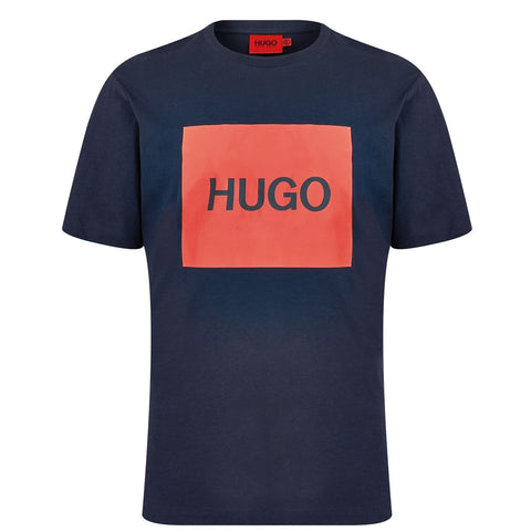 HUGO Boss Box Logo Print Navy T-Shirt L Navy
