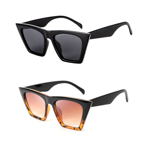 FEISEDY 2 PACK Vintage Square Cat Eye Sunglasses Women Trendy Cateye Sunglasses B2473-F2