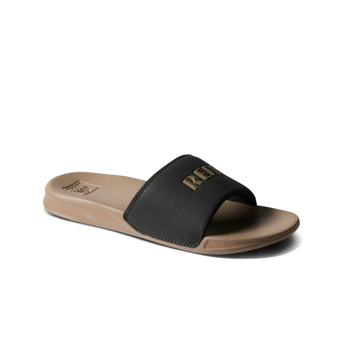 Reef Men's One Slide Sandal, Black/Fossil, 6