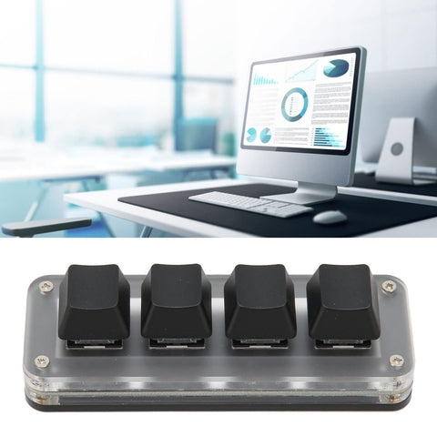 One Handed Keyboard, Portable 4 Keys Design Mechanical Keyboard Plug and Play Acrylic for Laboratory for Game
