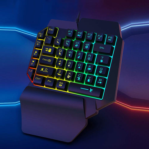 1 Handed Keyboard Einhand Gaming Tastatur Chicken Version Accessory Keypad for Game Left Hand K15 USB Abs, 1 Handed Gaming Keyboard