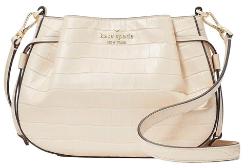Kate spade New York Women's Dumpling Croco Embossed Leather Crossbody Bag, Bare