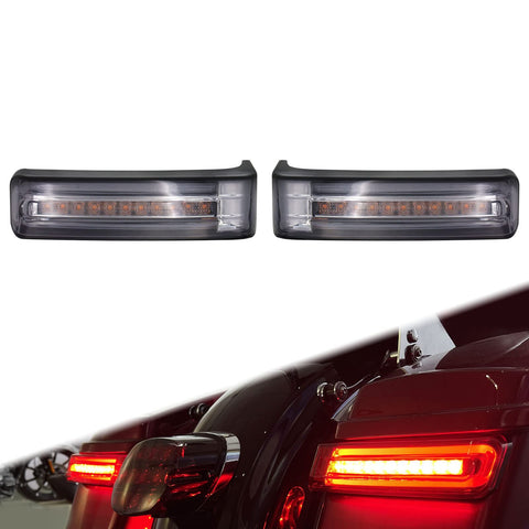 HCmotorku Motorcycle LED Saddlebag Light Tail Running Brake Turn Signal Lamp Fit for Harley Touring Street Electra Glide Road Glide King Ultra Limited CVO 2014-2023 (Black Housing Smoke Lens)