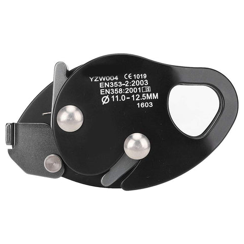 Luocute Rope Grab Stop Descender, Aluminum Steel Climbing Gear for 11-12.5mm Rope, with Fall Protection for Mountaineering, Rock Climbing, Aerial Work (Black)