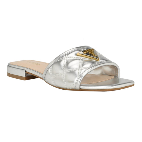 Guess Women's GELINA Heeled Sandal, Silver 040, 11