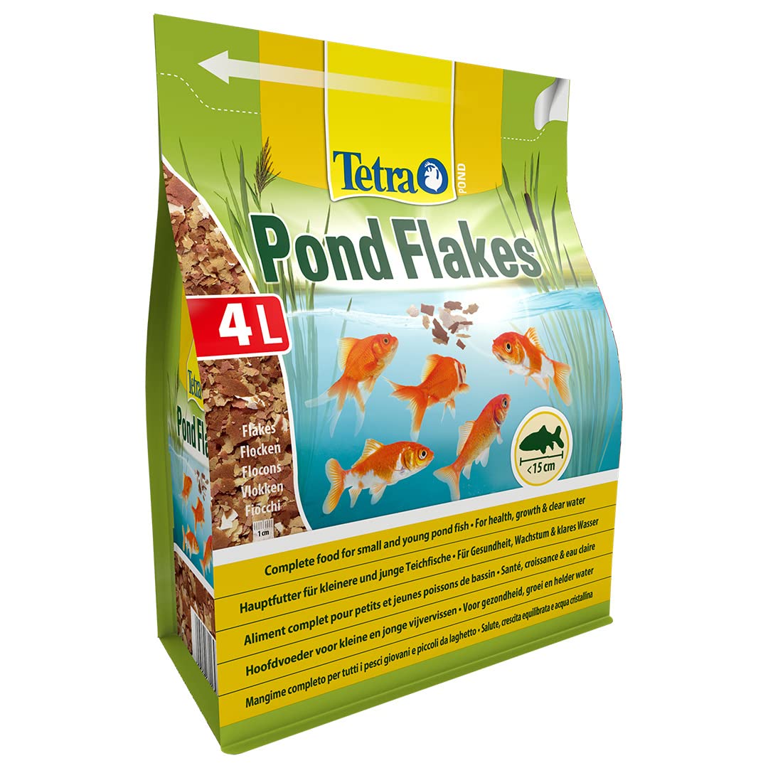 Tetra Pond Flake, Complete and Varied Fish Food for Young and Small Pond Fish, 4 Litre