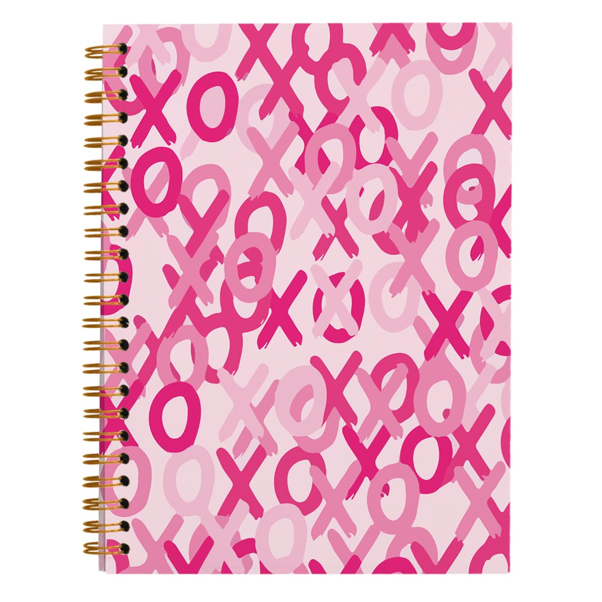 hold fizz Preppy Pink Notebook Journal - Trendy XOXO Aesthetic Journal Notebook for Girls Note Taking Work, College Ruled Hardcover Spiral Notebook 5.5 x 8.3