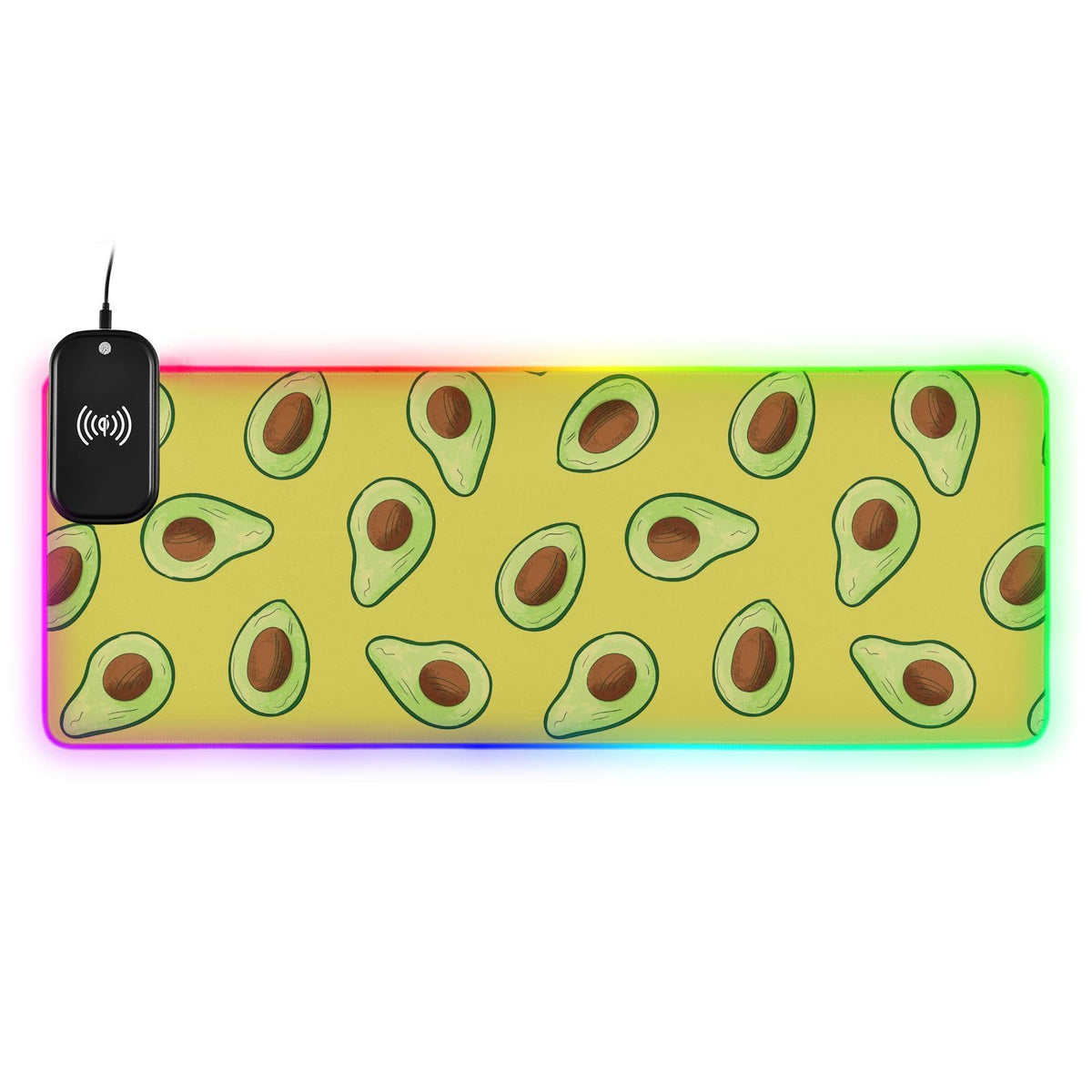 Avocado Fruit Wireless Charging Mouse Pad for Mobile Phone Extra Large Gaming Mousepad with 13 Lighting Modes Mouse Mat for Gaming MacBook PC Laptop Desk Home Office