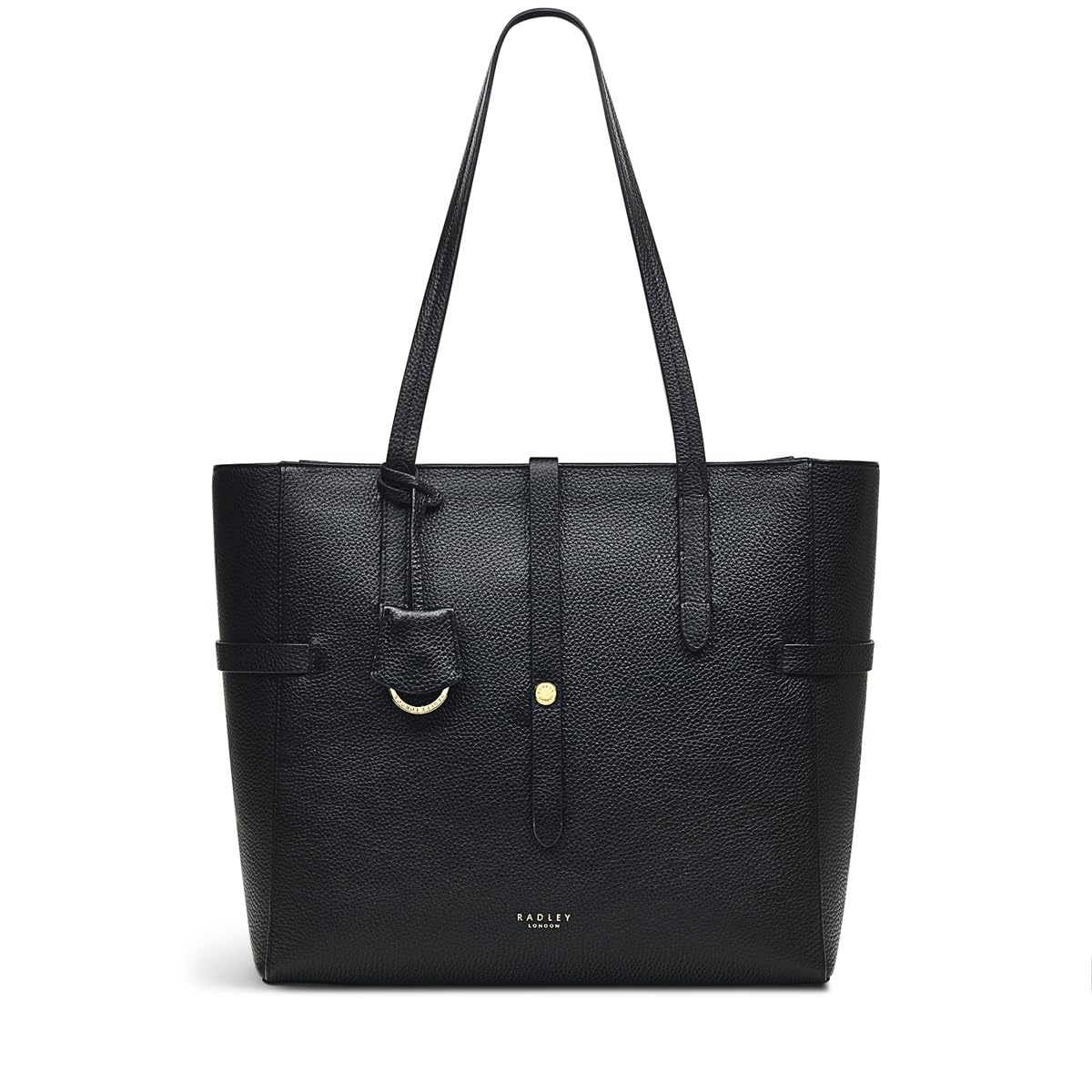 RADLEY London Abbingdon Road Large Ziptop Shoulder Handbag for Women in Black Grained Leather, with Twin Handles & Zip Fastening