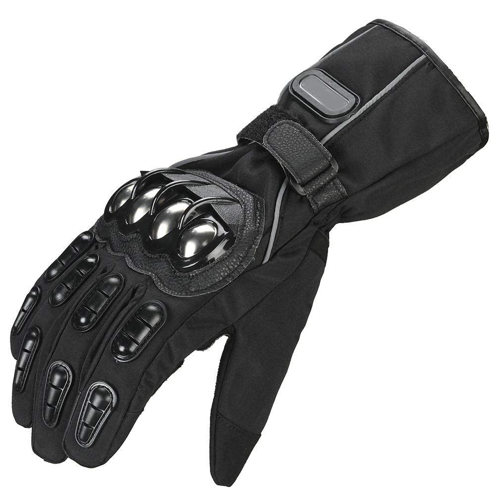 Outdoor Glove Steel Knuckle Motorcycle Motorbike Powersports Racing Textile Safety Gloves (L, All-Black)