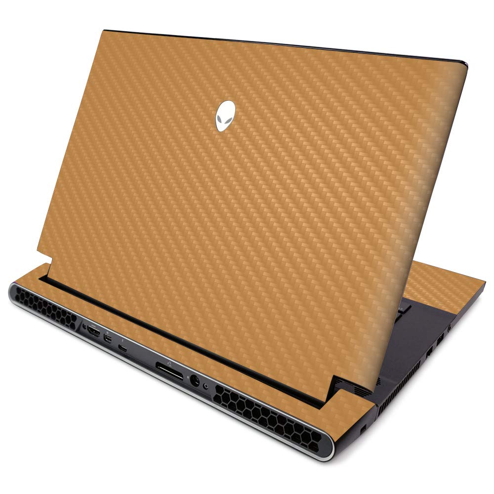 MightySkins Carbon Fiber Skin for Alienware M15 R2 (2019) - Solid Orange | Protective, Durable Textured Carbon Fiber Finish | Easy to Apply, Remove, and Change Styles | Made in The USA