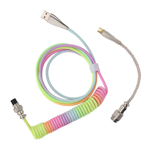 Haofy Gaming Keyboard Cable, Gradient Color Flush Keyboard Cord RGB Luminous Retractable USB C Interface for Office (Type 2)