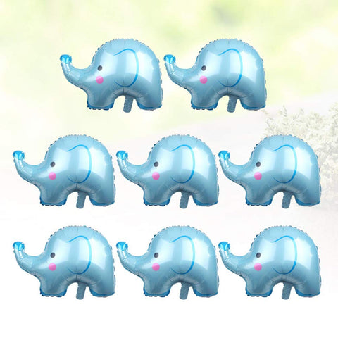 8PCS Blue Elephant Balloons Aluminum Foil Elephant Head Balloons for Animal Theme Party Baby Shower Gender Reveal Party Supplies