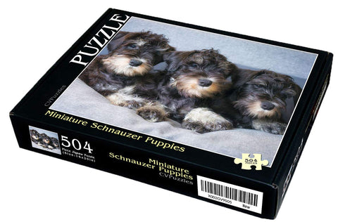 CVPuzzles Miniature Schnauzer Puppies 504 Piece Jigsaw Puzzle 16" X 20"