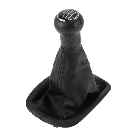 Partuto 6 Speed Manual Gear Shifter Knob with Cover No.3B0711113J - Car Shift Lever Knob - for VW Passat B5 B5.5 1998-2004 Plastic Faux Leather Black - 1 Pc