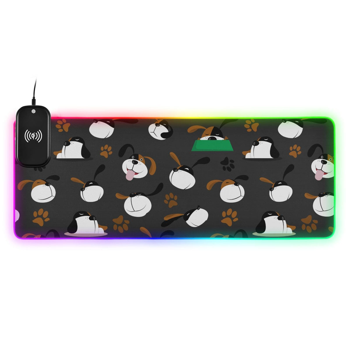 Funny Dog Paw-01 Wireless Charging Mouse Pad for Mobile Phone Extra Large Gaming Mousepad with 13 Lighting Modes Computer Mat for MacBook PC Laptop Desk Office Home Gaming