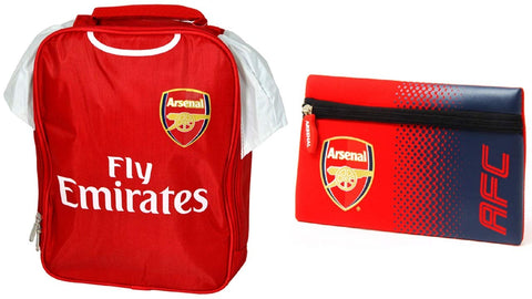 Gunners Arsenal FC Kit Lunchbag and Pencil Case School Set