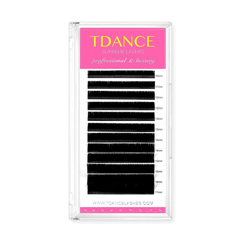 TDANCE Premium D Curl 0.03mm Thickness Semi Permanent Individual Eyelash Extensions Silk Volume Lashes Professional Salon Use Mixed 10-17mm Length In One Tray (D-0.03,10-17mm)