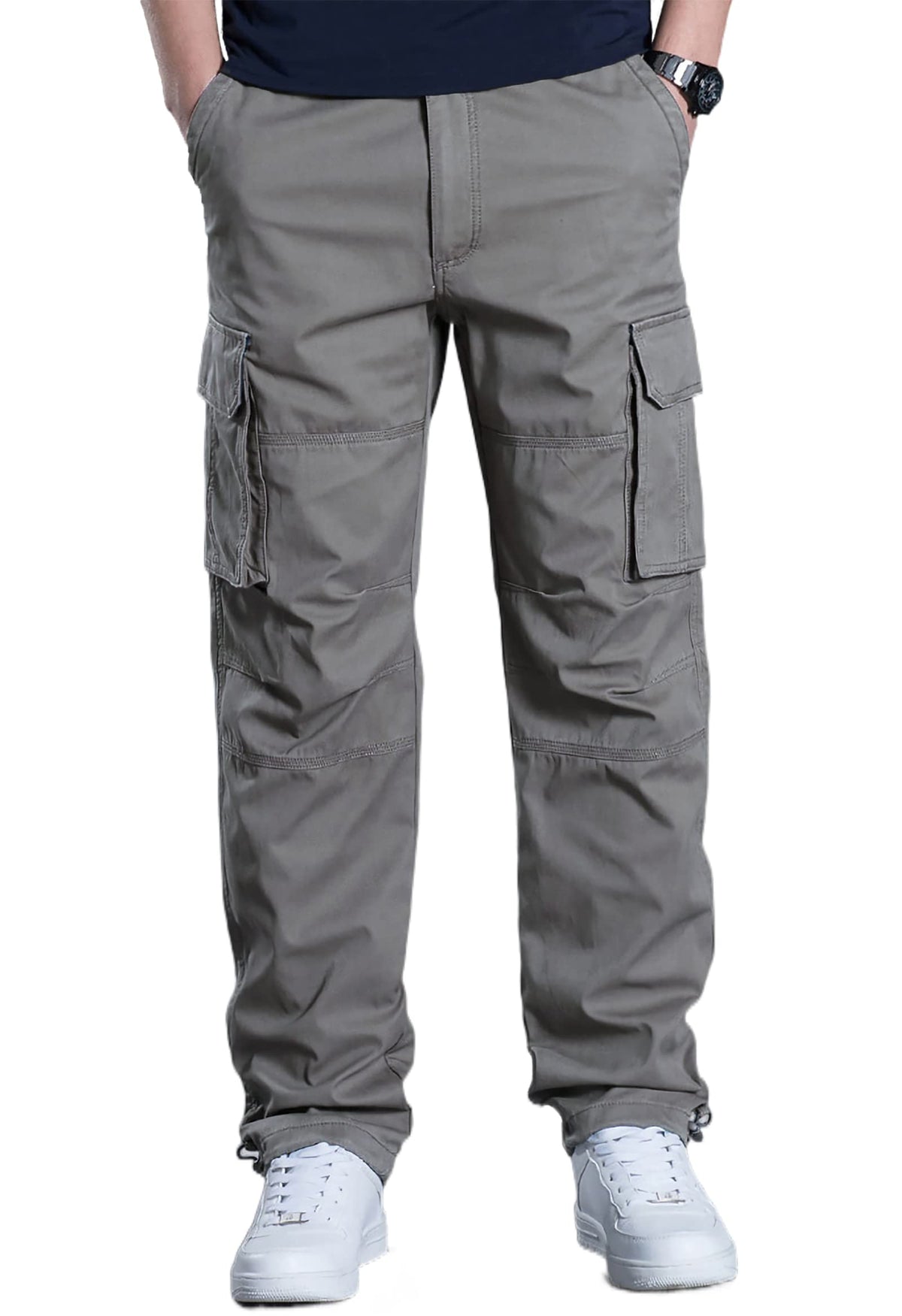 TIANBA Mens Outdoor Hiking Pants Military Cargo Pants Lightweight Tactical Casual Pants with Multi Pockets Grey 34
