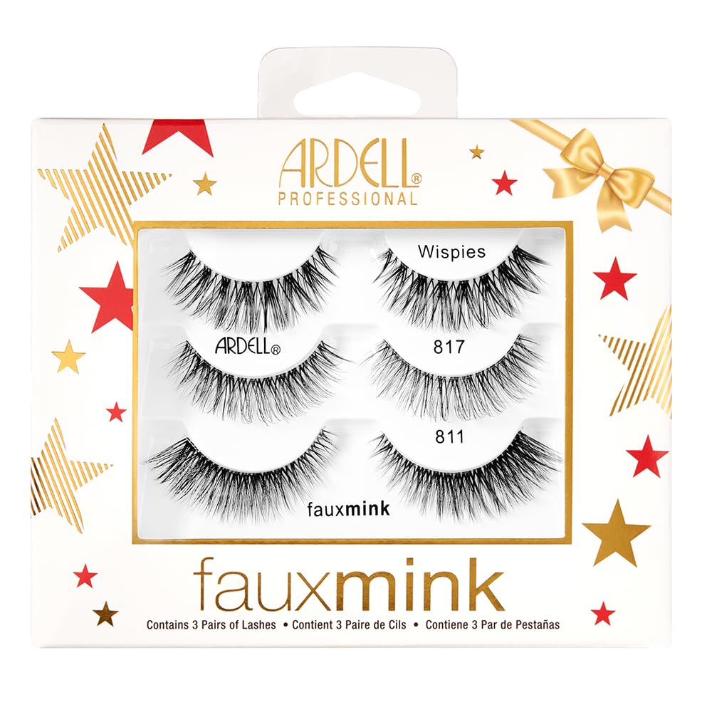 Ardell Faux Mink 3 Piece Holiday Pack Includes Faux Mink Wispies, Faux Mink 817 and Faux Mink 811