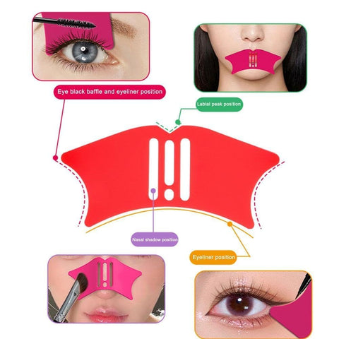 Pink Silicone Nose Shadow Tools Template Nose Contour Tool with Concealer Brush, Eyebrow Shaping Stencil,Face Make?Up Stencils Nose Eyebrow Cheekbone Contour Stencils,Eyes, Makeup