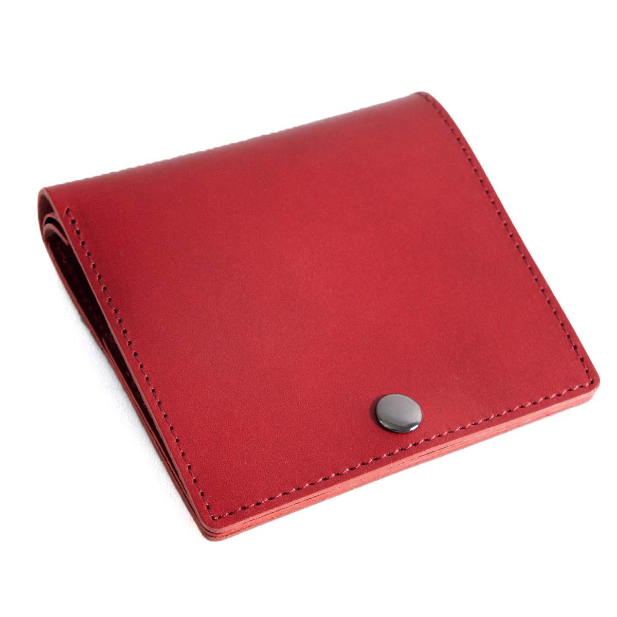 Dom Teporna Italy Durable Full Grain Italian Leather Bifold Wallet for Men Designed in Japan - red