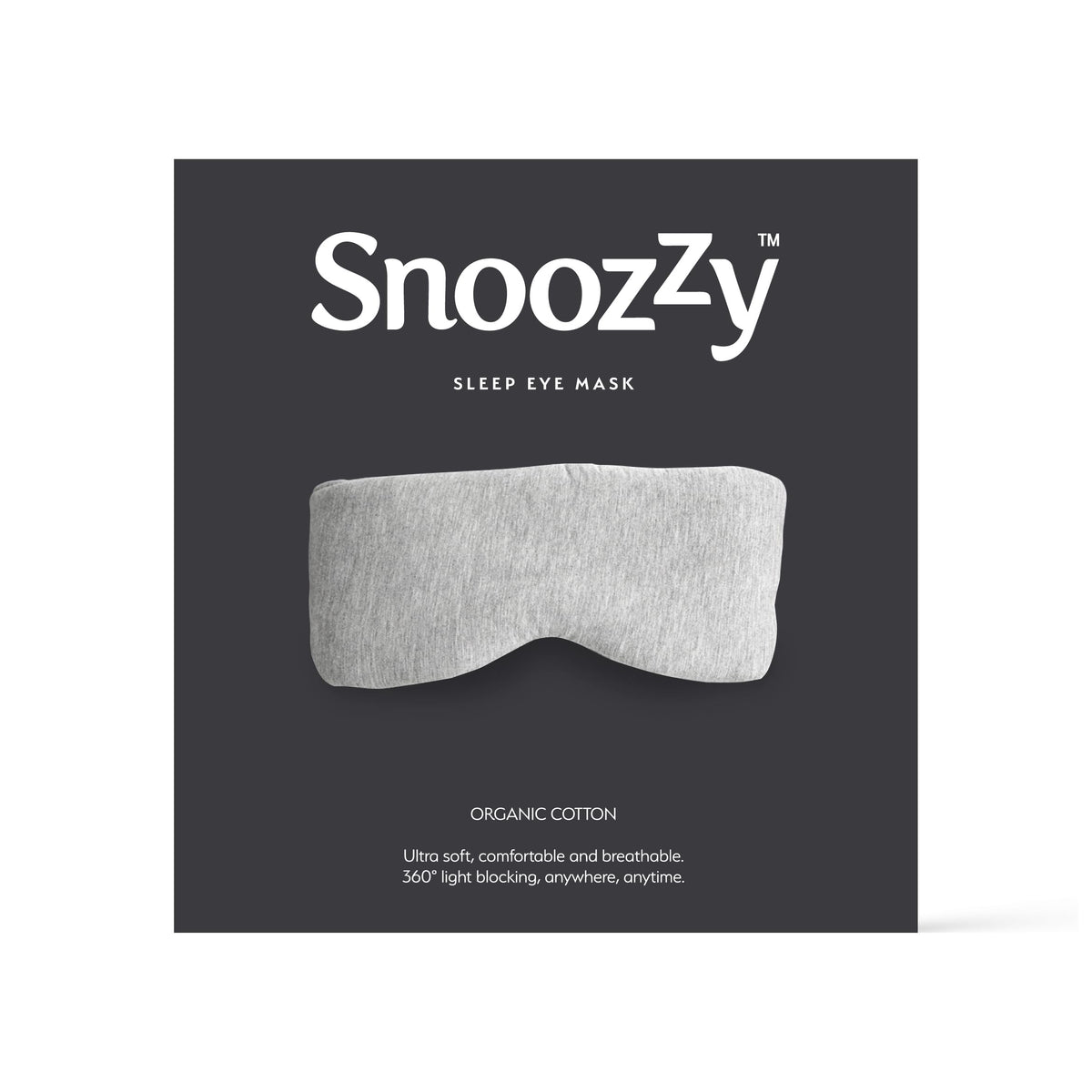 SnoozZy Cotton Eye mask - 100% Cotton Sleeping Mask. Face Hugging, Fully Adjustable, Soft Eye Wrap. Comfortable and Perfect for Sleep and Travel. Light Blocking Blindfold - Light Grey