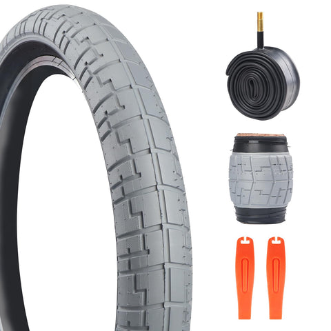 MEGHNA Kids Bike Tire 20 x 2.4inch (64-406) Mountain Bike Tire with 20inch Bike Inner Tube AV 48mm Valve 20inch Foldable Tire Replacement for Kids Mountain Bike Freestyle Folding Bike, 1 Pack