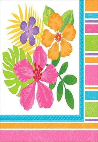 Sun-Sational Summer Luau Party Sophisticated Hibiscus Luncheon Napkins Tableware, Paper, 6.5" x 6.5", Pack of 36