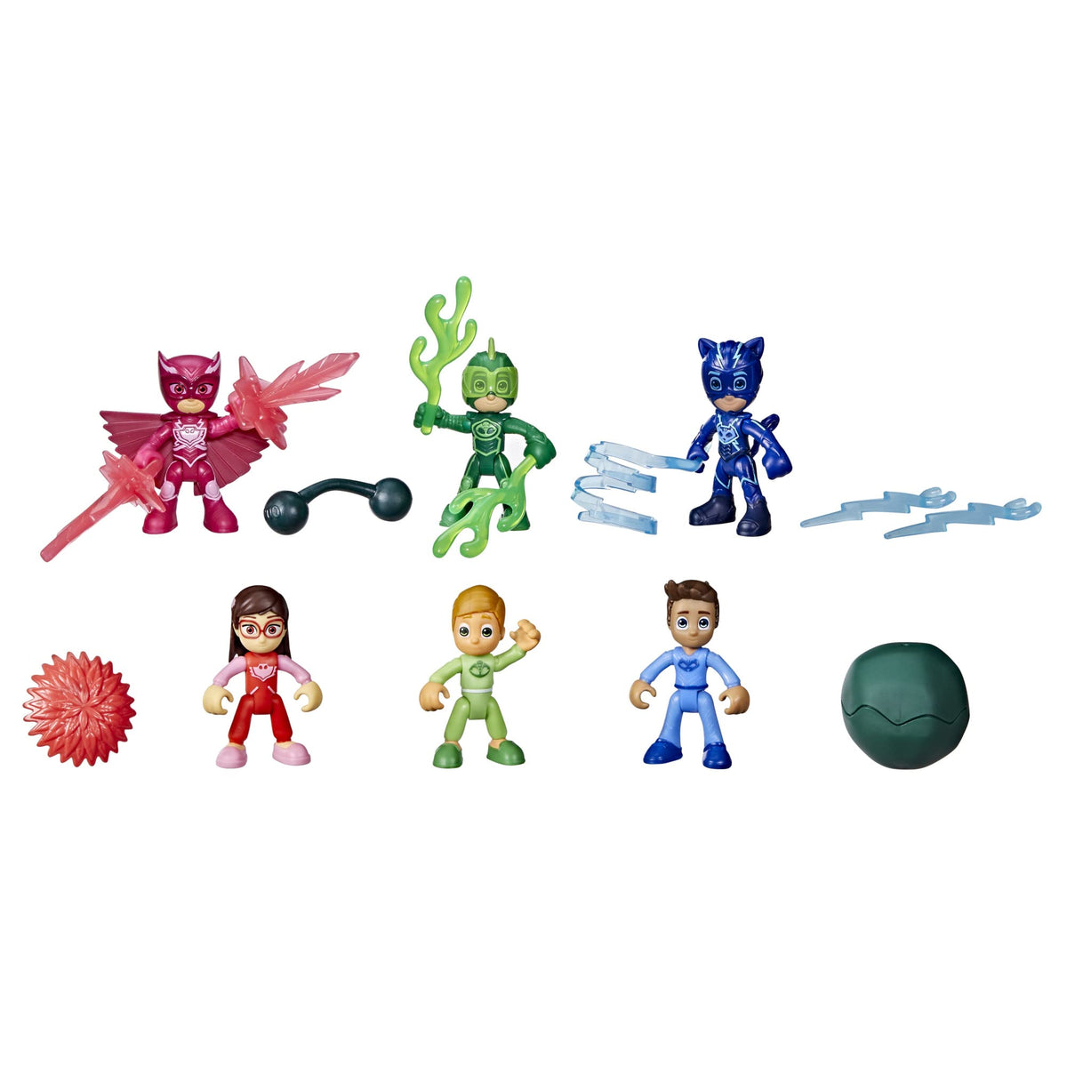 PJ Masks Nighttime Heroes Figure Set Preschool Toy, 6 Action Figures and 11 Accessories for Kids Ages 3 and Up