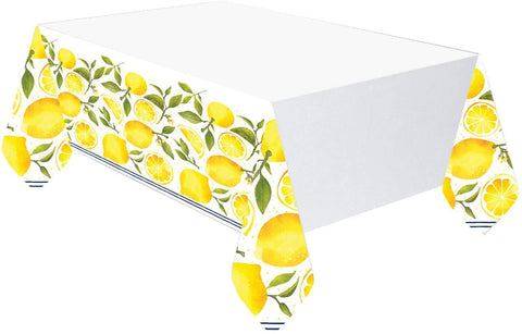 amscan 572274 Lemon 1 Disposable Plastic Tablecovers Decoration-6pcs, White, 6 x 1.37m x 2.6m
