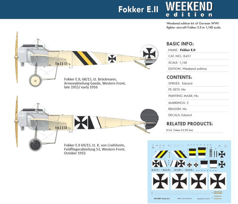 EDU08451 1:48 Eduard Weekend Edition - Fokker E.II [Model Building KIT]