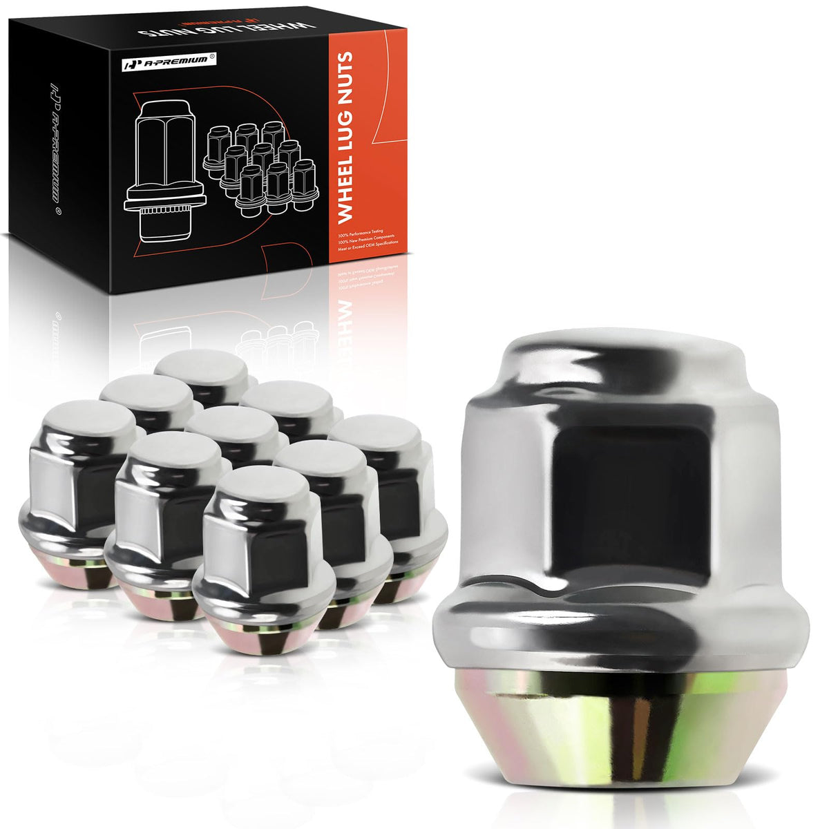 A-Premium M12-1.50 Wheel Lug Nuts Compatible with Ford Focus Dodge Grand Caravan Charger Chrysler Town & Country Honda Passport Front or Rear 10-PC Set