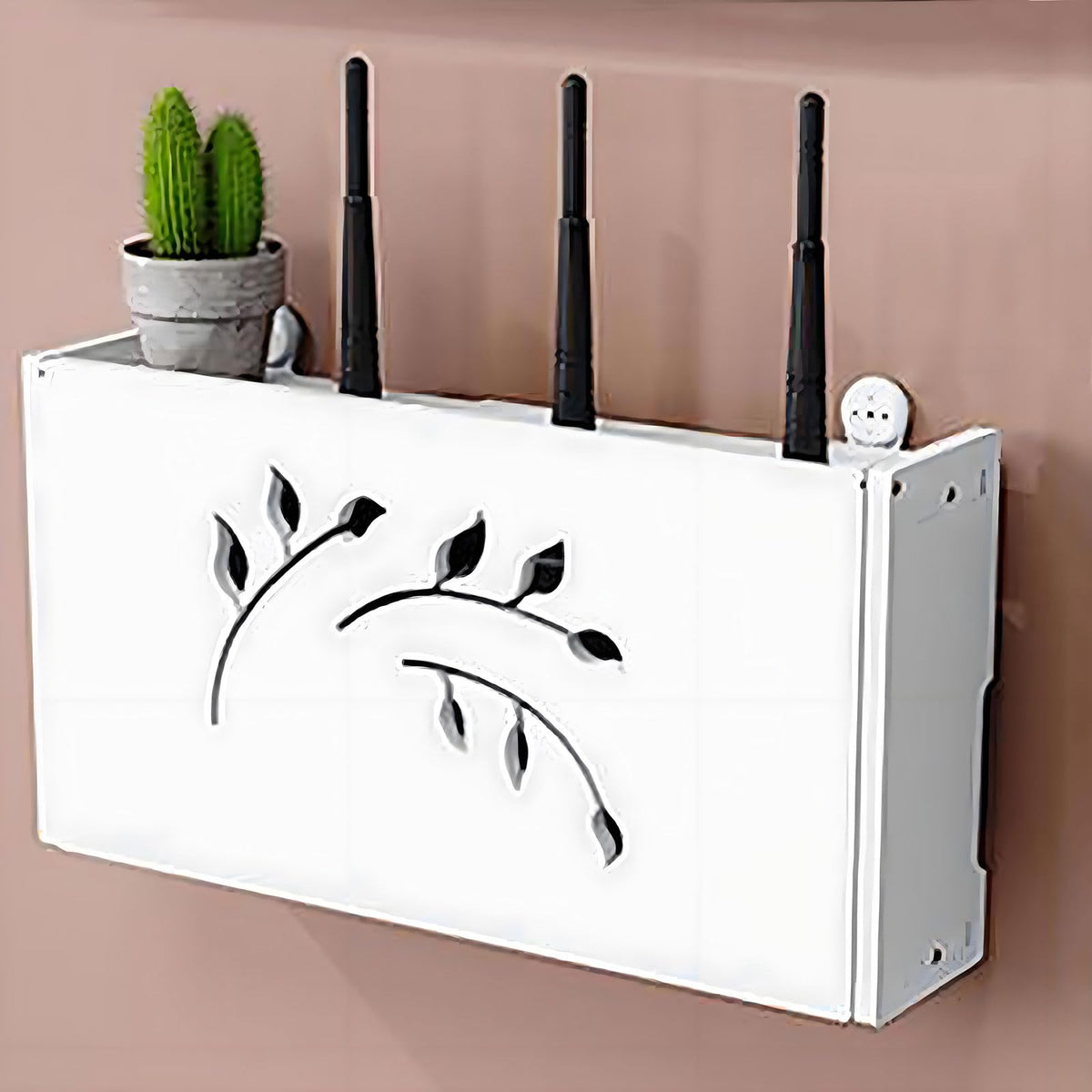 Guoyoocc WIFI Router Storage Shelf Wireless Wifi Wall Router Rack TV Top Box Wifi Router Storage Box Wall-mounted Socket Shielding Wire Finishing Wire Storage Box Floating Shelf