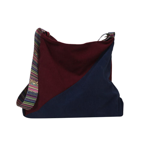Women Corduroy Tote Bag Large Shoulder Hobo Bag for Women Boho Casual Handbag Purse, Red+blue